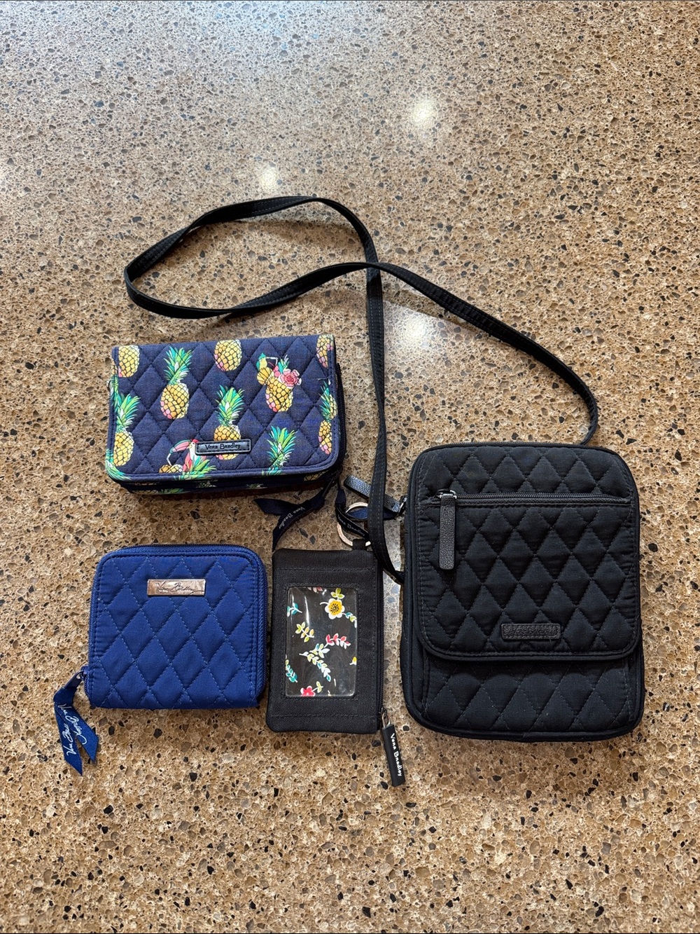 Vera Bradley Pineapple Print Quilted Crossbody Set with Black Organizer